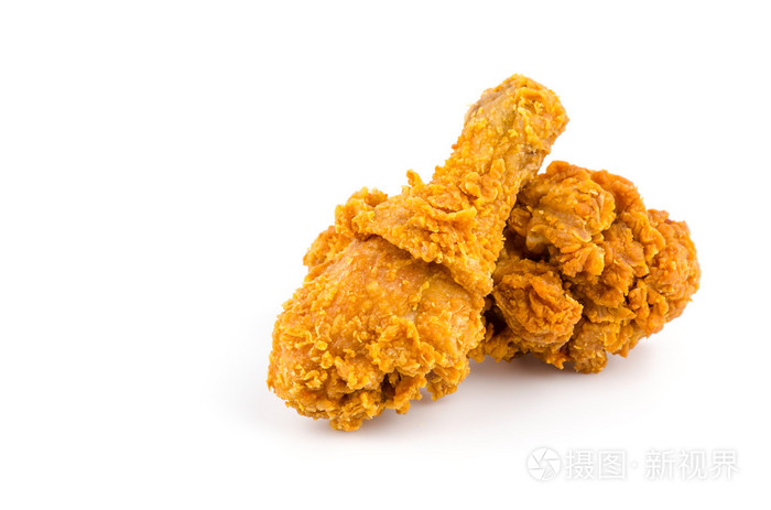 孤立的炸鸡的块白色背景