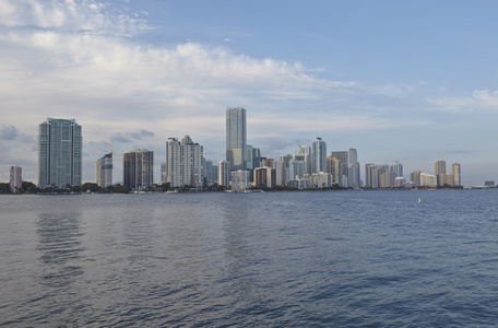 在一天的迈阿密城市天际线全景