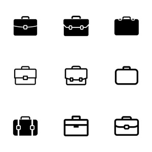 矢量黑色公文包图标集