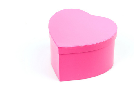 粉红色的心盒分离白色背景