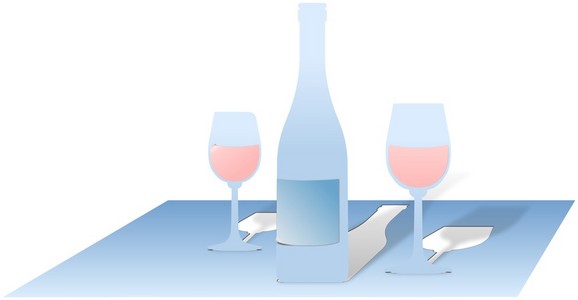 瓶子和杯子酒切割和折叠纸