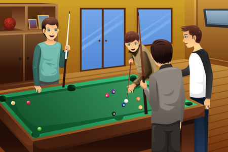 的小女孩玩迷你桌球玩桌球玩得开心的夫妇3d 插图台球桌球球杆,斯诺克