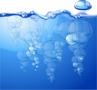 气泡和液滴湛蓝清澈的海水流