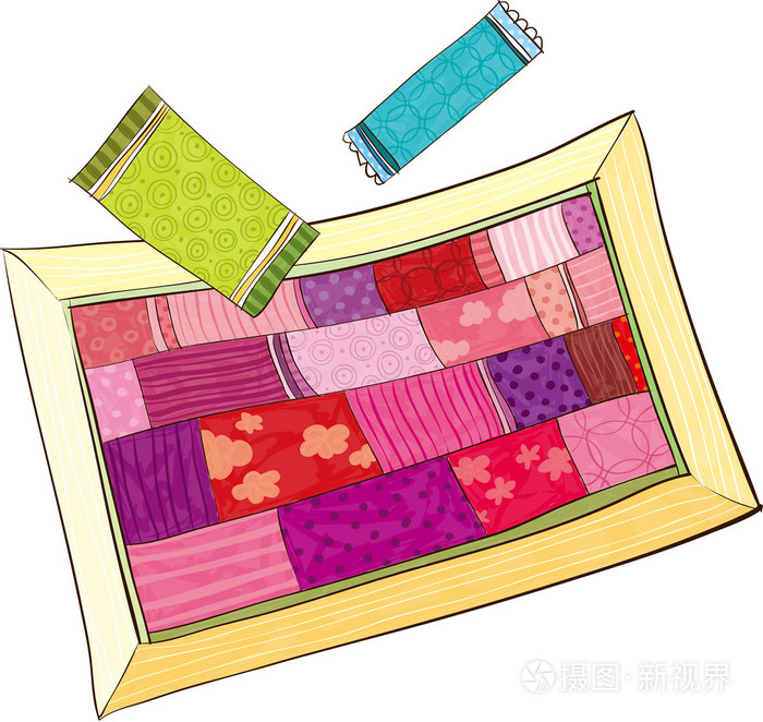 床上用品和枕头的视图插画-正版商用图片1fho8f-摄图新视界