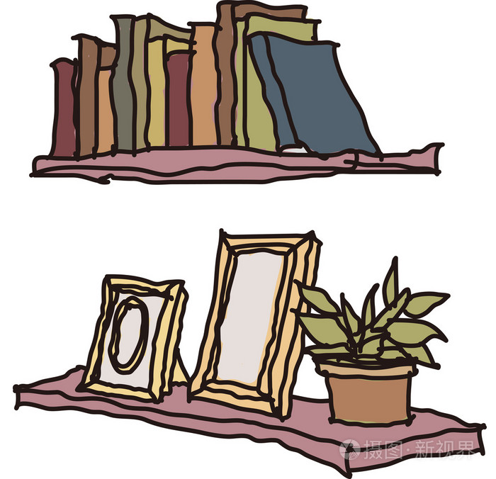 书籍和书架上的相框