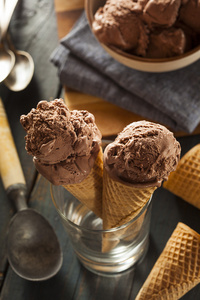 自制黑巧克力冰激淋蛋卷图片