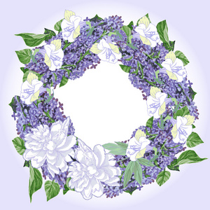 白牡丹与淡紫色的花环