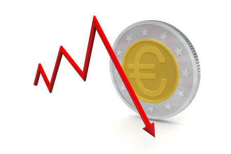欧元硬币与下降趋势