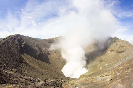 布罗莫山，它产生烟雾