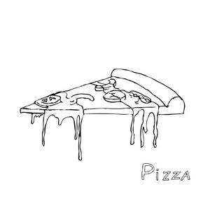 比萨饼素描。矢量 llustration