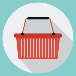 购物篮平面矢量图照片