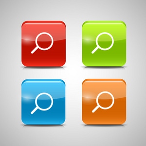 玻璃搜索按钮图标设置矢量图图片