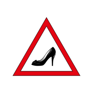 警告标志的鞋子图片