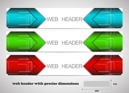 Web 标头与精确的尺寸，设置的矢量横幅