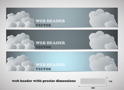 Web 标头与精确的尺寸，设置的矢量横幅