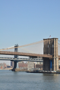 在纽约市的布鲁克林大桥
