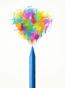彩色的油漆溅出来的蜡笔