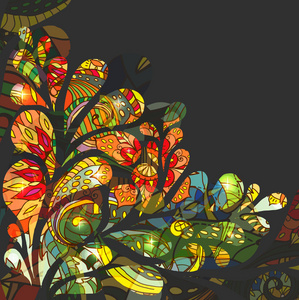 抽象多彩滴背景与花卉元素