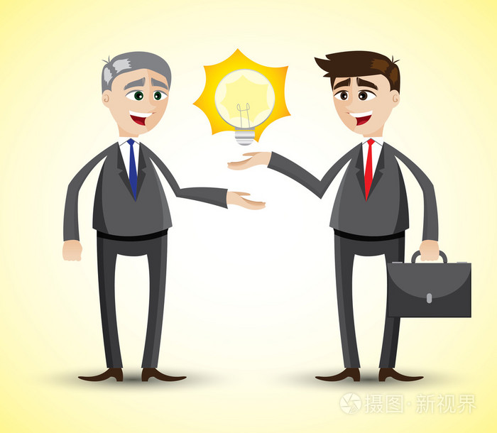 卡通商人持有的想法