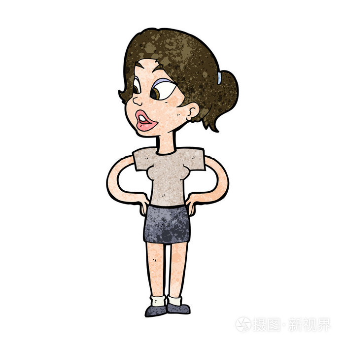 卡通女人双手叉腰