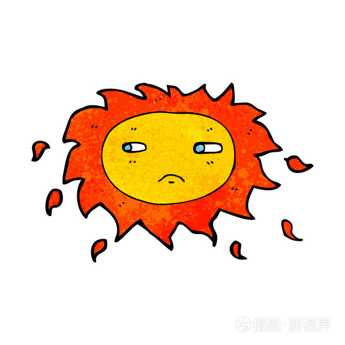 卡通悲伤的阳光