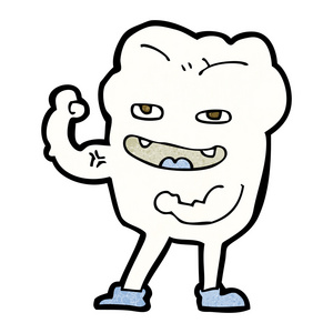 卡通强壮健康的牙齿