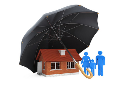 黑色的雨伞涵盖了家庭和家人
