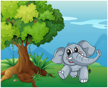 大象在树旁边