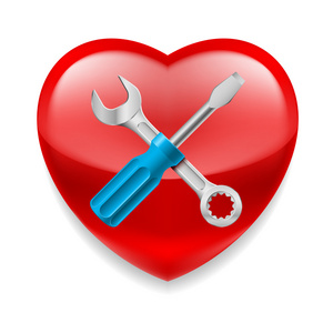 红色的心，用的工具