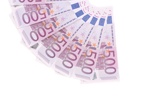 500 欧元纸币铺设是由风扇