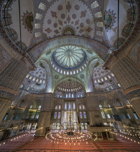 蓝色清真寺 清真寺 伊斯坦布尔的内部视图