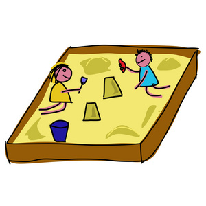 孩子们在沙坑里玩