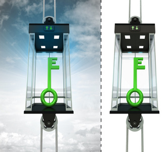 绿色关键在天空电梯概念