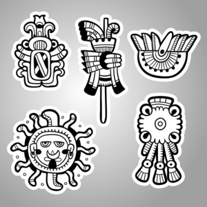 黑色和白色图形图像的玛雅人.玛雅人的设计.玛雅设计元素照片