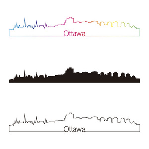 渥太华的天际线直线型，彩虹