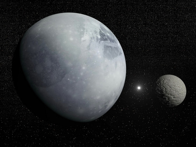 岩体，冥卫一以及北极星星3d 渲染