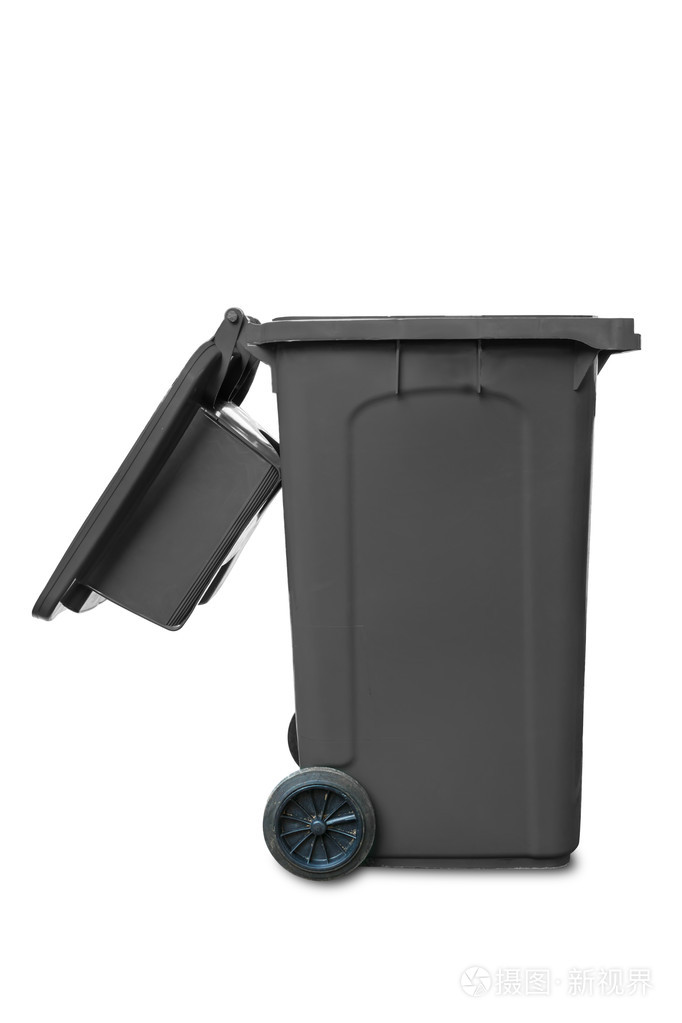灰色的大开盖垃圾桶