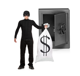 小偷在偷钱包从后袋的女人卡通小偷从储钱罐赚钱威胁关于暴力邪恶的