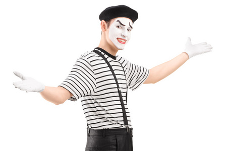 mime 舞者用手示意