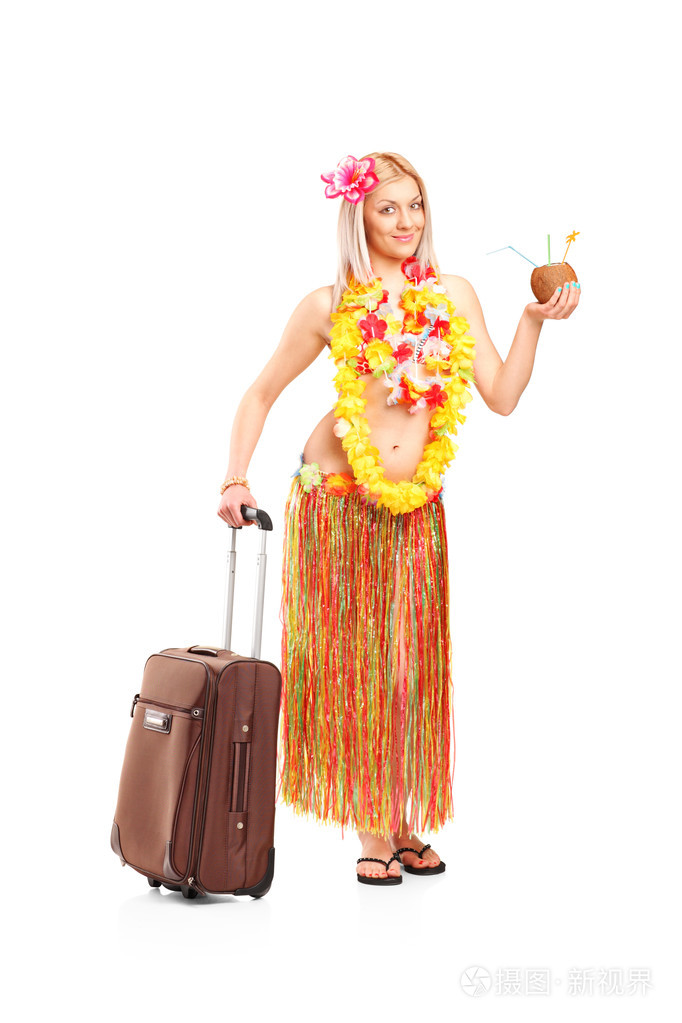 女人穿着夏威夷服装