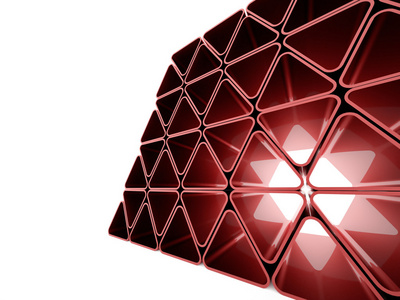 红色的未来派三角形墙