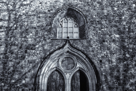 s Church Marienkirche at Alexanderplatz. Black and white. Styl