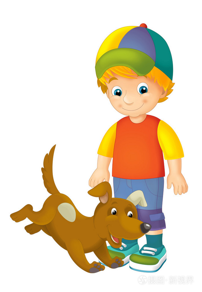 卡通小孩和狗