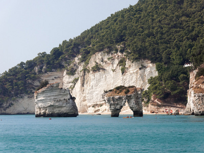 加尔加诺阿普利亚意大利的海岸的 landscapre
