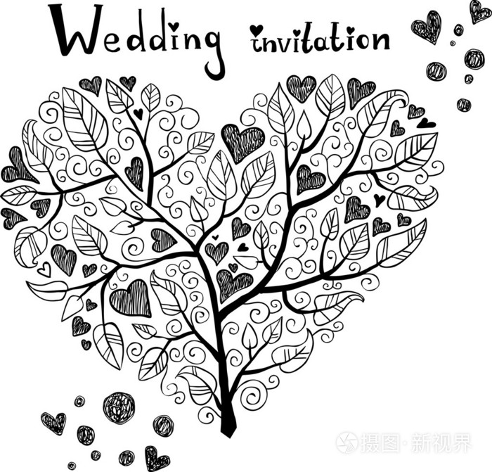 手绘结婚请柬插画-正版商用图片1fmple-摄图新视界