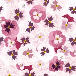 有粉红色的堇型花花朵的无缝模式。矢量图