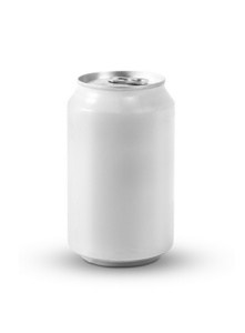 白色背景上的白色易拉罐