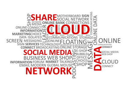 云计算和网络社交媒体字云标记概念向量中