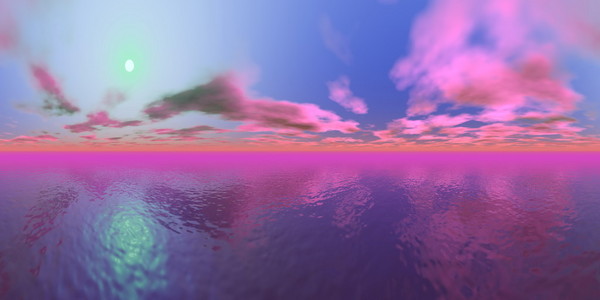 海洋3d 渲染日落
