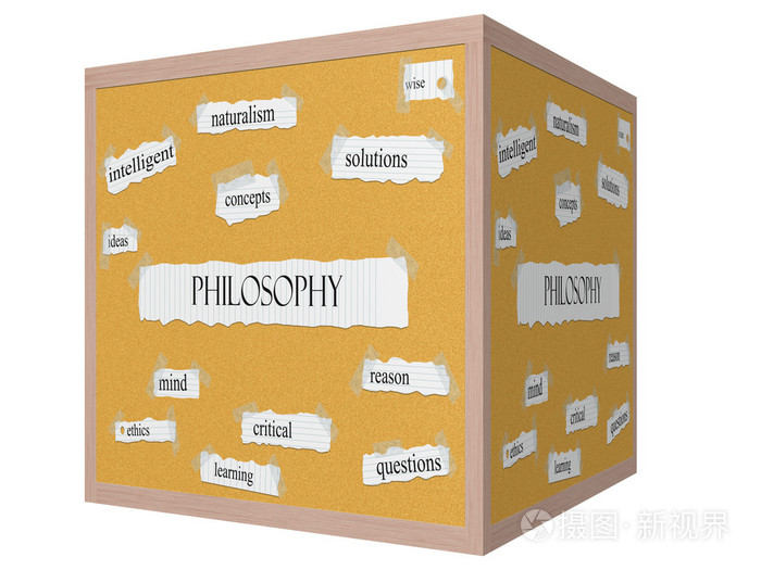 哲学 3d 多维数据集软木砖词概念